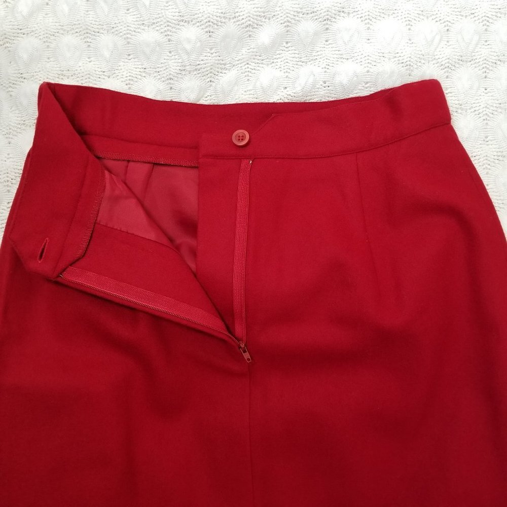 Vintage Cacharel 100% wool pencil skirt red 40/8 - Picture 7 of 8
